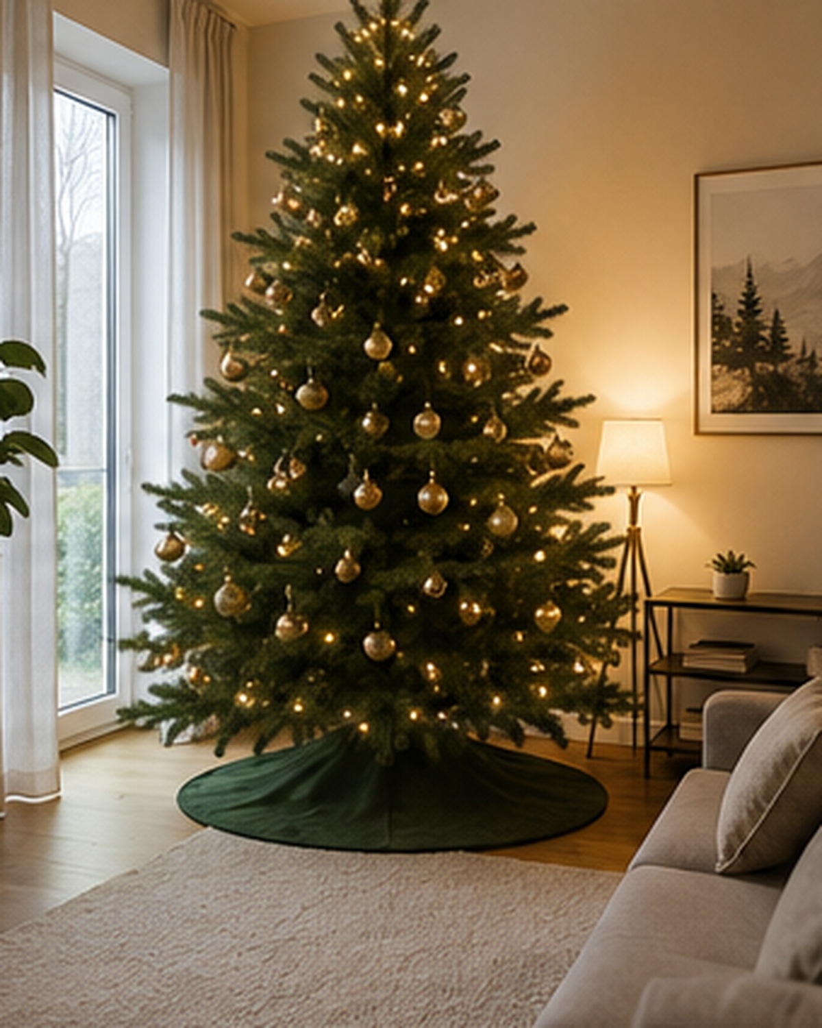 Living room after professional Christmas tree setup